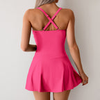 DW WEARS - WOMEN'S ACTIVE  FIT RUCHED HALTER DRESS
