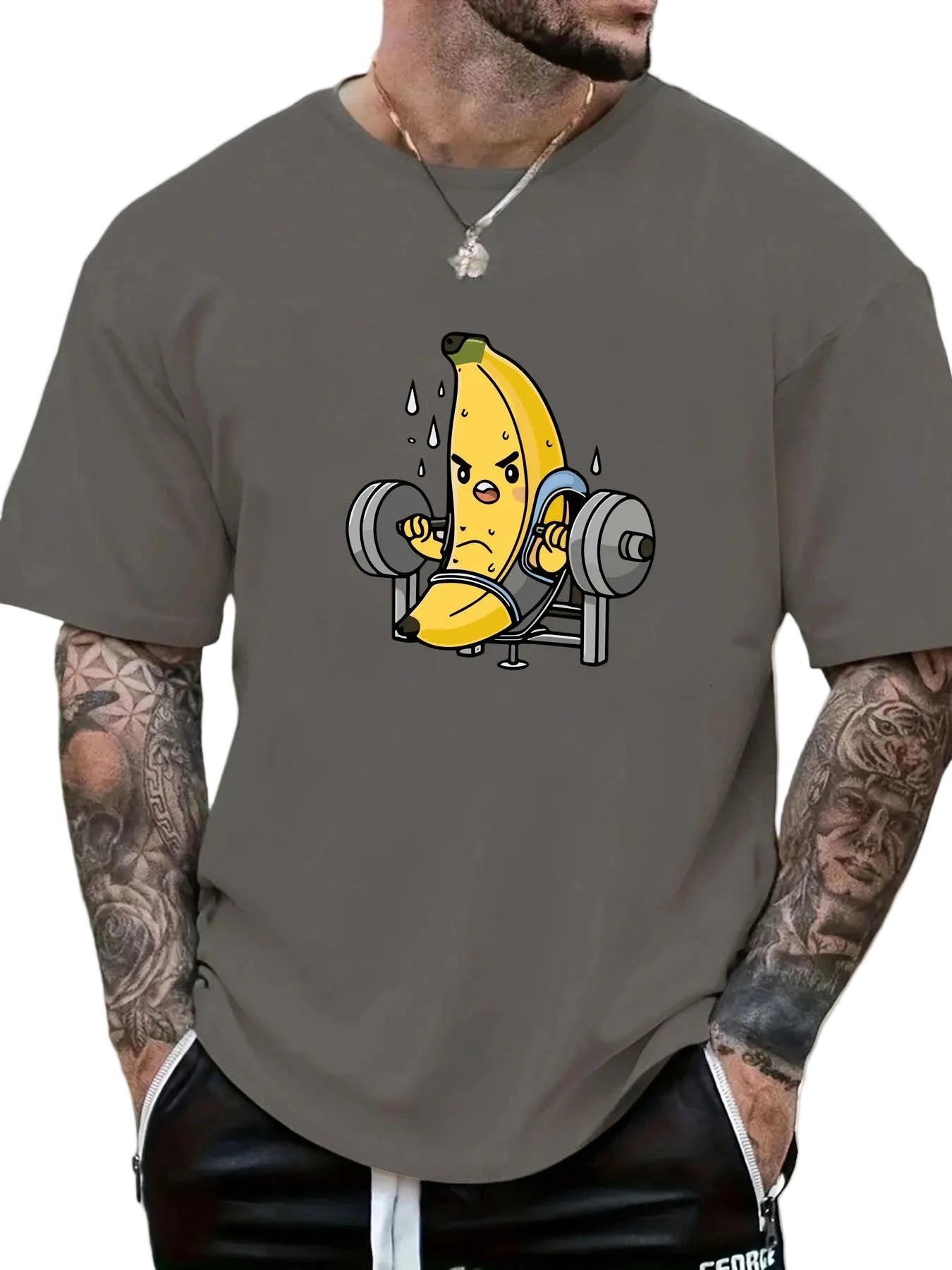 DW WEARS - MEN GYM SHIRT ( BANANA LIFTING WEIGHT )