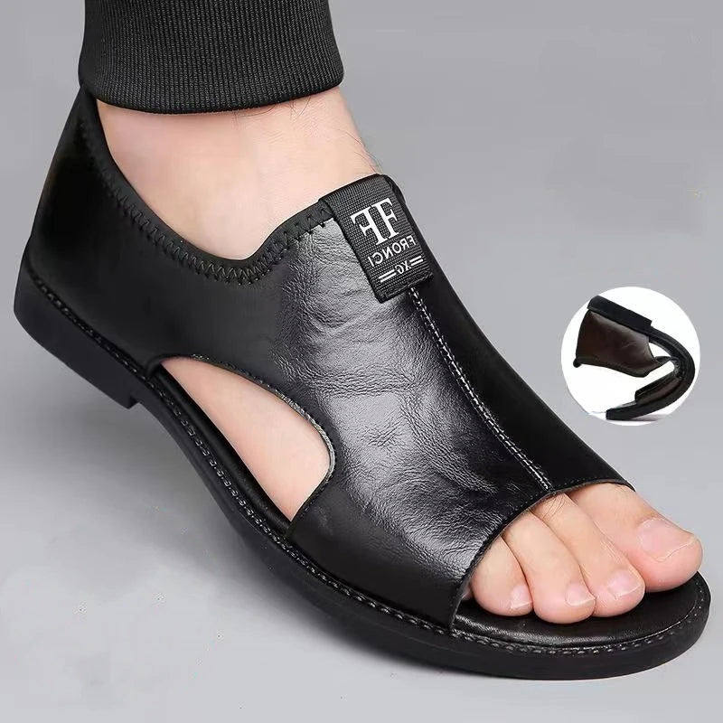 Sandals for Men Brand Casual Shoes 2026 Fashion Men's Slippers Comfortable Beach Shoes High Quality Leather Men Flat Sandals