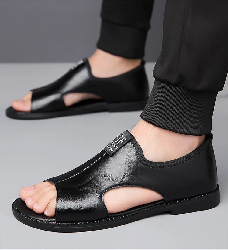 Sandals for Men Brand Casual Shoes 2026 Fashion Men's Slippers Comfortable Beach Shoes High Quality Leather Men Flat Sandals