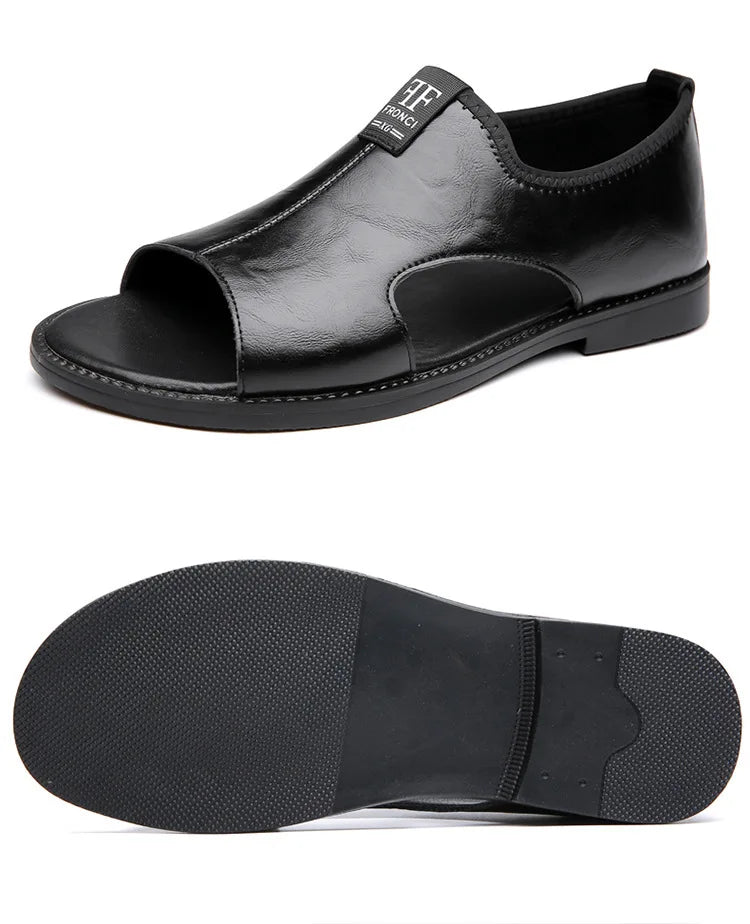 Sandals for Men Brand Casual Shoes 2026 Fashion Men's Slippers Comfortable Beach Shoes High Quality Leather Men Flat Sandals