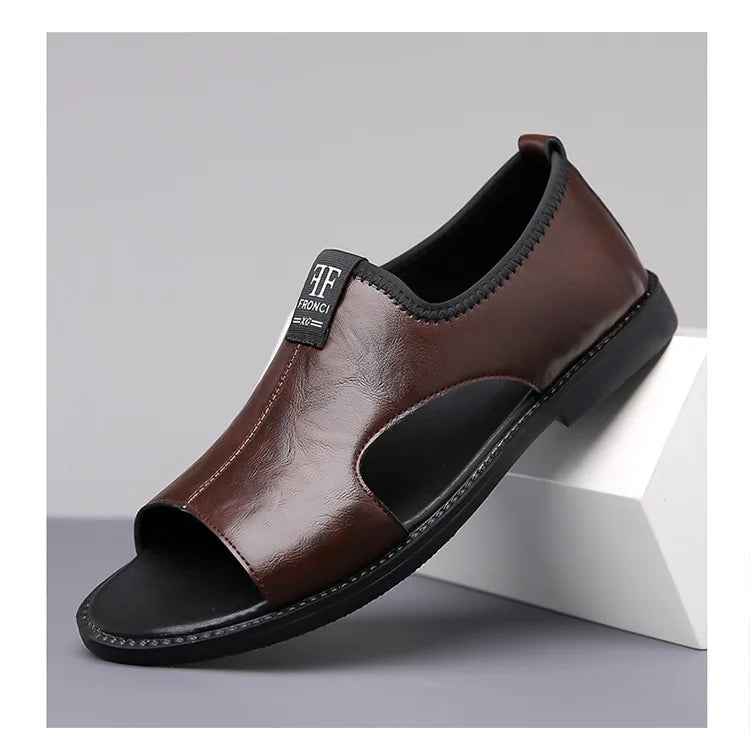 Sandals for Men Brand Casual Shoes 2026 Fashion Men's Slippers Comfortable Beach Shoes High Quality Leather Men Flat Sandals