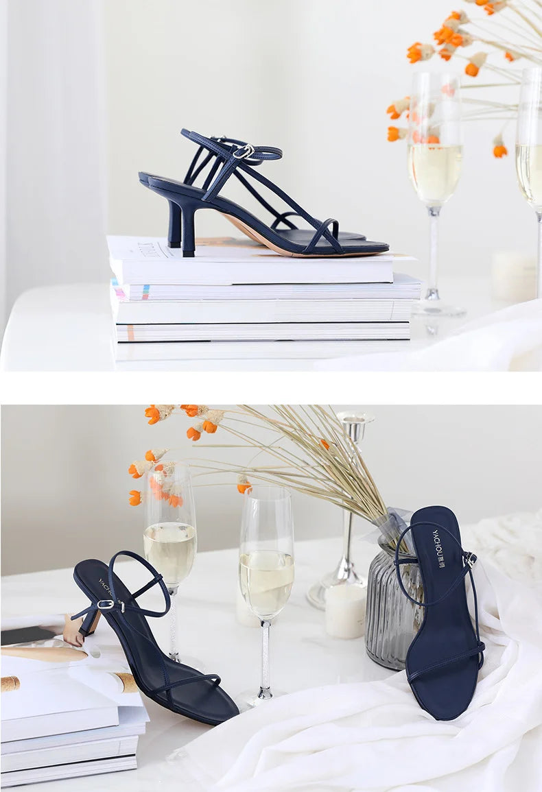 Sandals for Women 2026 Summer New Versatile Slim Heel High-heeled Shoes with A Single Buckle and Exposed Toe Black Sandals Woman
