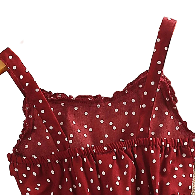 DW WEARS - KIDS STRAP DRESS ( RED POLKA )