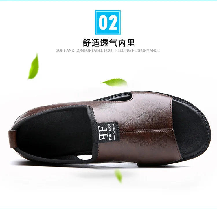 Sandals for Men Brand Casual Shoes 2026 Fashion Men's Slippers Comfortable Beach Shoes High Quality Leather Men Flat Sandals