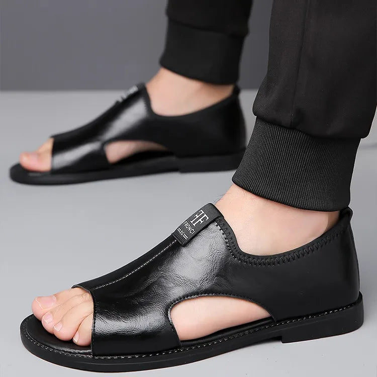 Sandals for Men Brand Casual Shoes 2026 Fashion Men's Slippers Comfortable Beach Shoes High Quality Leather Men Flat Sandals