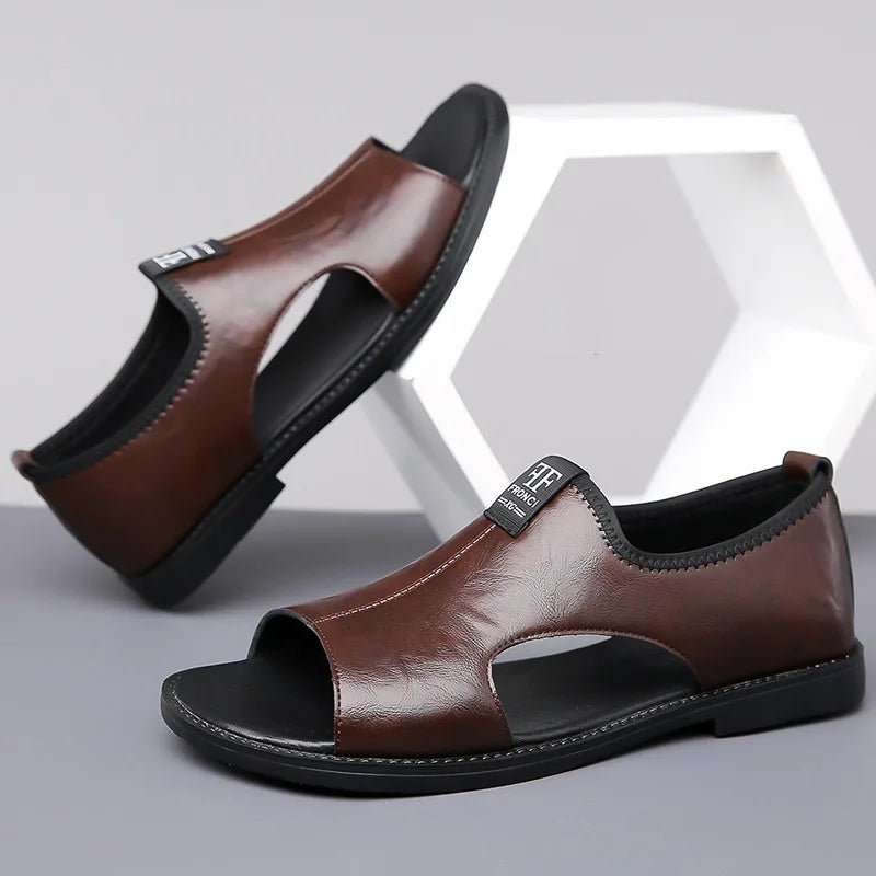 Sandals for Men Brand Casual Shoes 2026 Fashion Men's Slippers Comfortable Beach Shoes High Quality Leather Men Flat Sandals