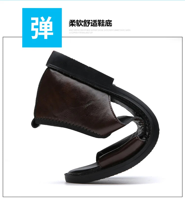 Sandals for Men Brand Casual Shoes 2026 Fashion Men's Slippers Comfortable Beach Shoes High Quality Leather Men Flat Sandals