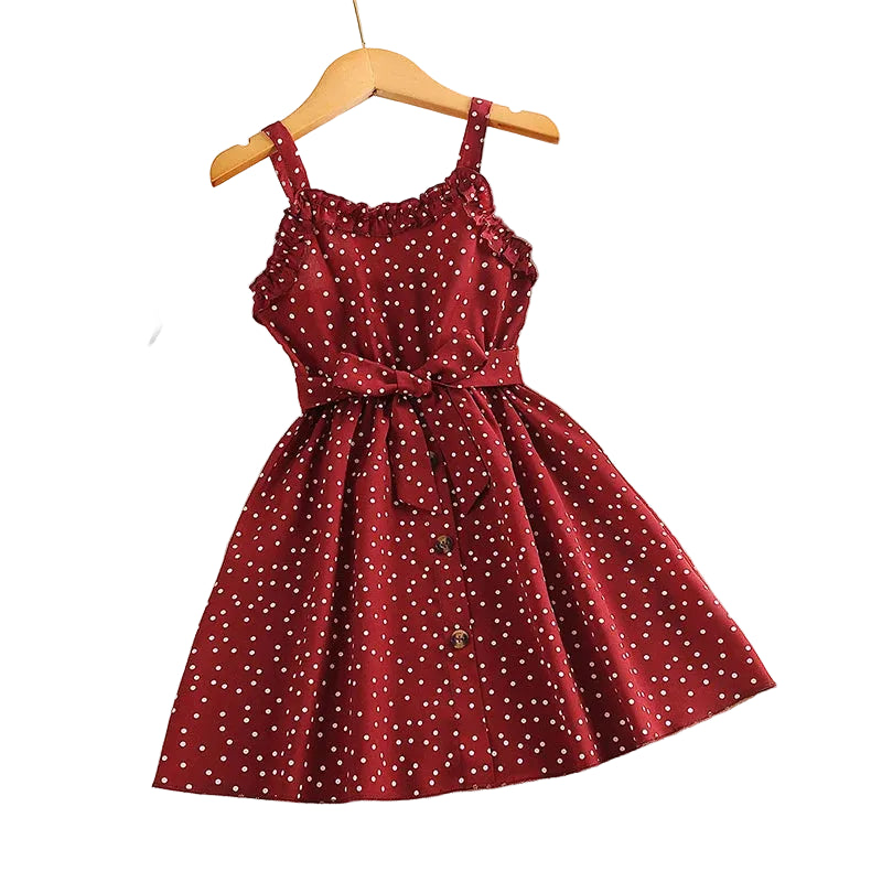 DW WEARS - KIDS STRAP DRESS ( RED POLKA )