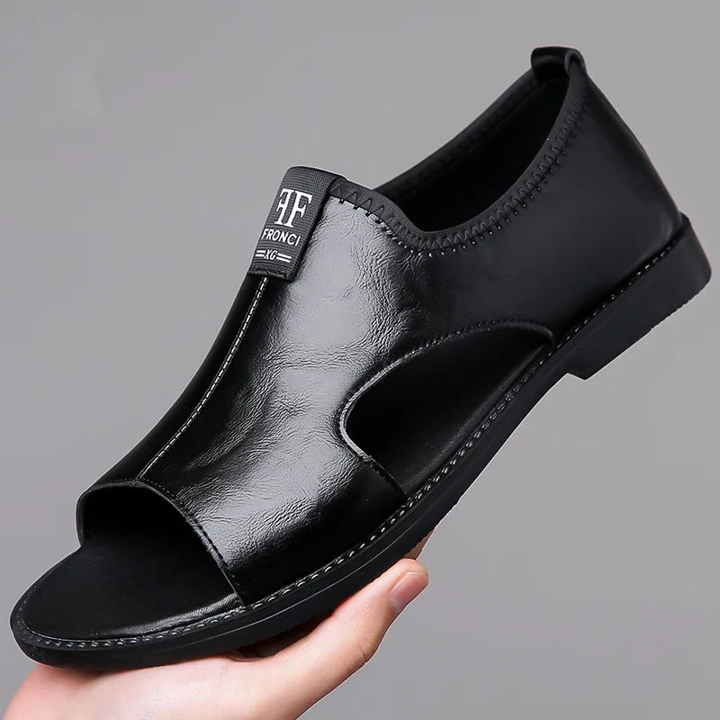 Sandals for Men Brand Casual Shoes 2026 Fashion Men's Slippers Comfortable Beach Shoes High Quality Leather Men Flat Sandals