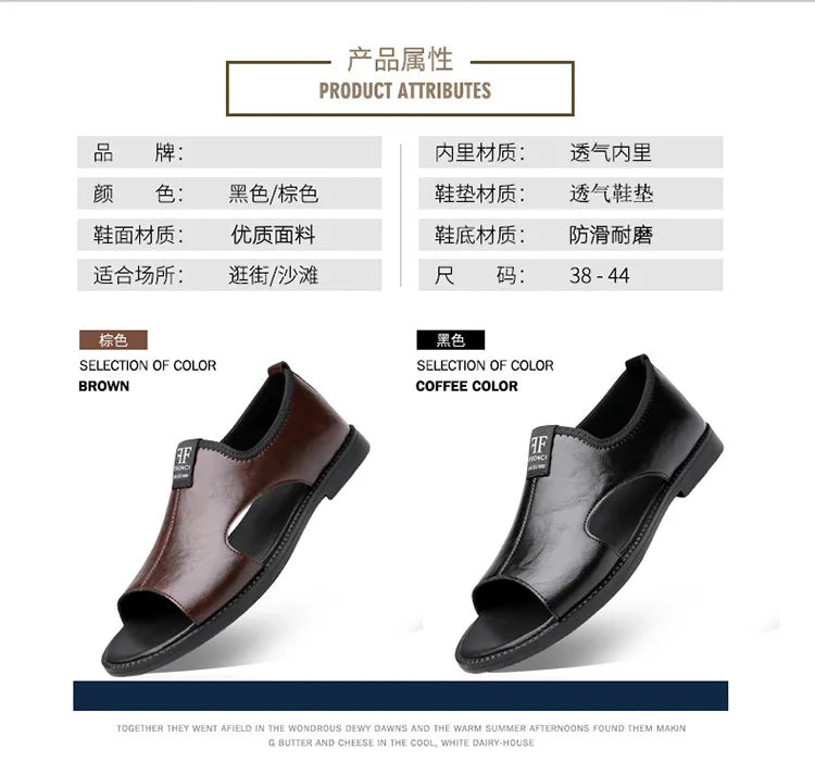 Sandals for Men Brand Casual Shoes 2026 Fashion Men's Slippers Comfortable Beach Shoes High Quality Leather Men Flat Sandals