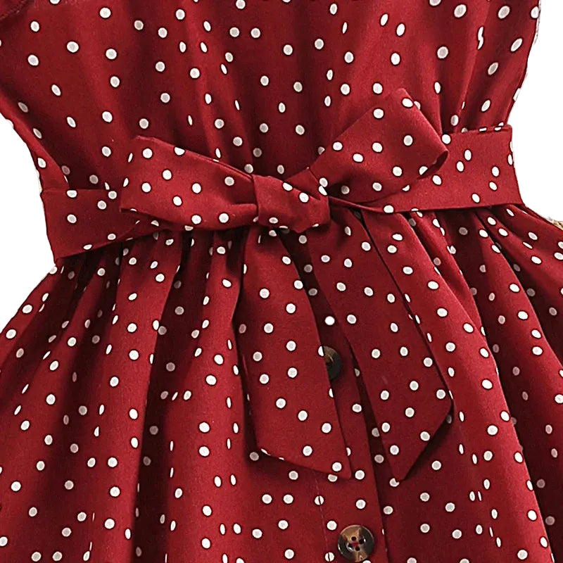 DW WEARS - KIDS STRAP DRESS ( RED POLKA )